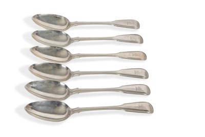 Lot 222 - A set of six Victorian silver and thread...
