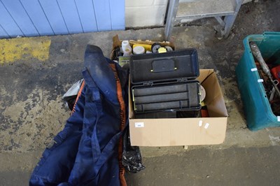 Lot 896 - TWO BOXES OF FISHING SUPPLIES PLUS A PAIR OF...