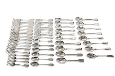 Lot 241 - Victorian silver fiddle pattern flatware,...