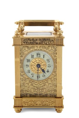 Lot 272 - A four glass carriage clock with a key wound...