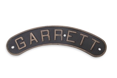 Lot 321 - A Garrett bronze makers plate from a traction...
