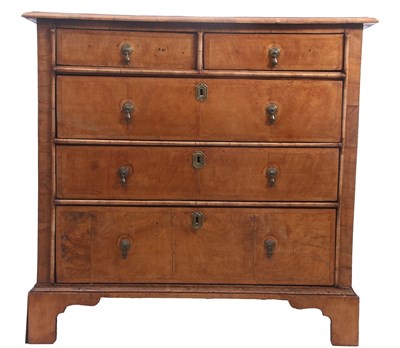 Lot 340 - An 18th Century walnut chest of drawers with...