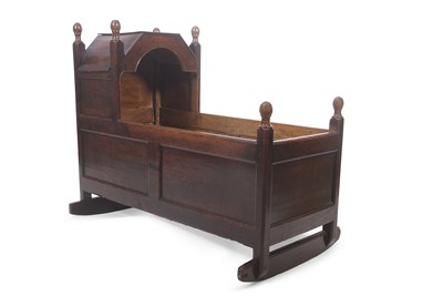 Lot 345 - An 18th Century oak crib with hooded ends and...