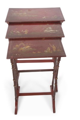 Lot 338 - An early 20th Century nest of three red...