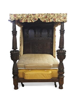 Lot 357 - An Elizabethan style oak tester bed formed...