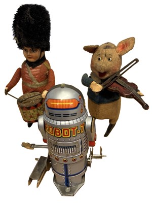 Lot 259 - Three clockwork toys, to include Robot,...