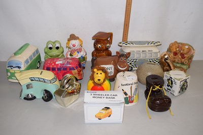 Lot 3 - A collection of various novelty money boxes to...