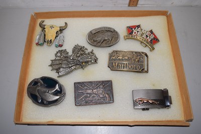 Lot 41 - A box of assorted novelty belt buckles