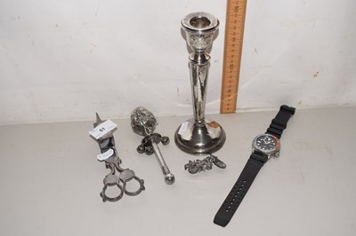 Lot 51 - Mixed Lot: A silver mounted candlestick with...