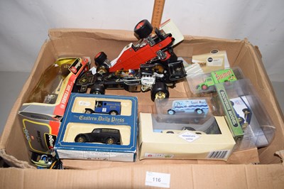 Lot 116 - A box of various model Formula One cars, trade...
