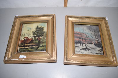 Lot 142 - Marcel pair of oil on board studies of winter...