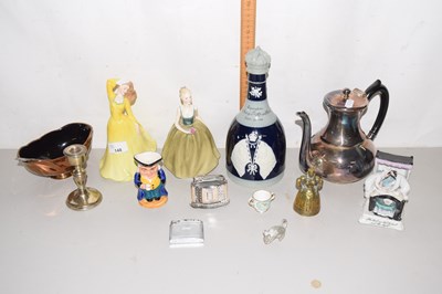 Lot 148 - Figurines, silver plated teapot, silver...