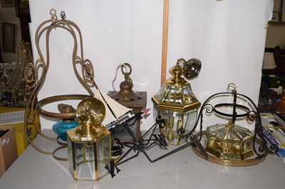 Lot 153 - Mixed Lot: Three various brass framed lanterns,...