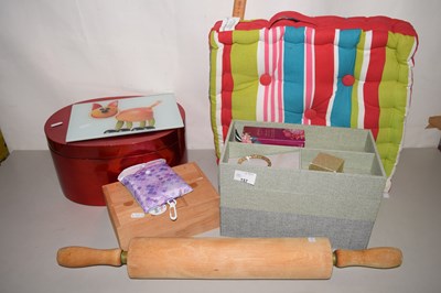 Lot 157 - Mixed Lot: Large rolling pin, storage boxes etc