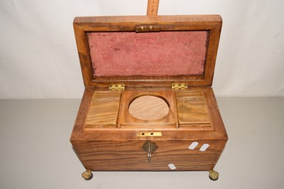 Lot 159 - An oak sarcophogus formed tea caddy with...