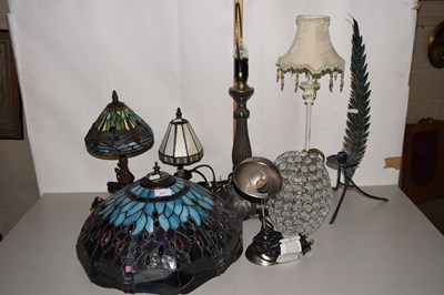 Lot 177 - Mixed Lot: Two Tiffany style table lamps one...