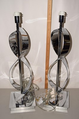 Lot 181 - Pair of modern steel table lamps