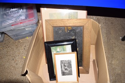 Lot 194 - One box of pictures to include oil on canvas...