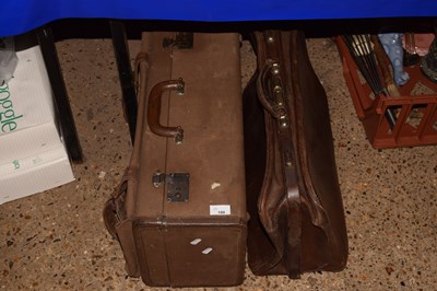 Lot 199 - Vintage canvas and leather covered small trunk...