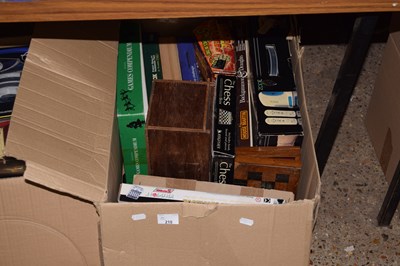 Lot 210 - A box of various modern chess sets and other...