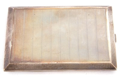 Lot 92 - George V silver cigarette case of rectangular...