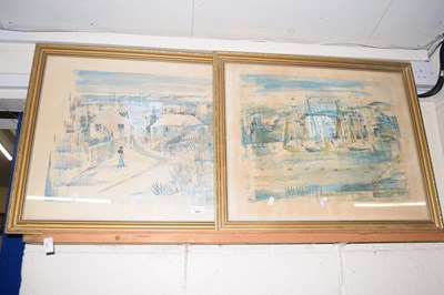 Lot 228 - A pair of coloured prints of continental...