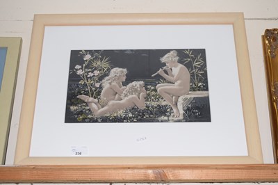 Lot 236 - A coloured print of a classical scene wit pan...