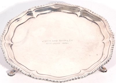 Lot 96 - George III silver card salver having a...