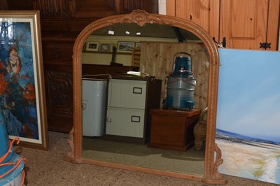 Lot 261 - A pine frame over mantel mirror with carved...