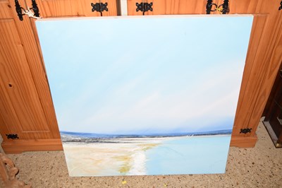 Lot 263 - Modern oil on canvas study of a beach scene,...