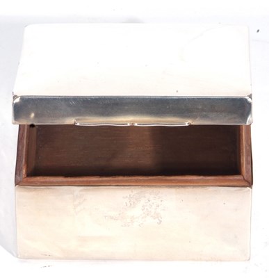 Lot 99 - Silver table cigarette box of plain polished...