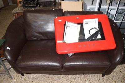 Lot 300 - Modern brown leather two seater sofa