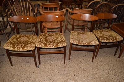 Lot 319 - A set of four retro mid Century dining chairs,...
