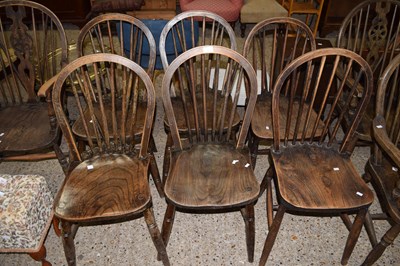 Lot 331 - A set of six elm seated hoop and stick back...