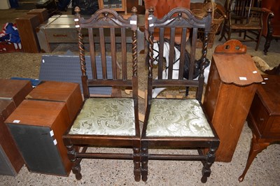 Lot 340 - A pair of barley twist back dining chairs