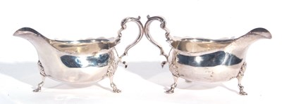 Lot 148 - Large pair of George V silver sauce boats,...