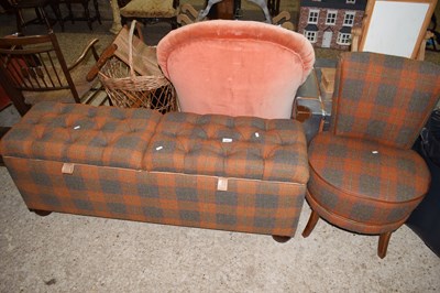 Lot 373 - A tartan upholstered box stool and a similar...