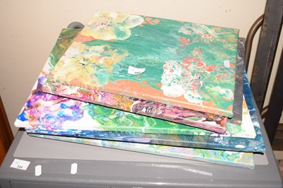 Lot 395 - A selection of modern abstract oil on canvas...