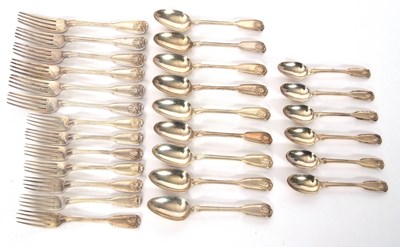 Lot 249 - Quantity silver fiddle thread and shell...