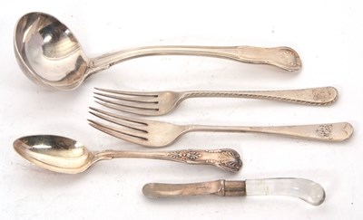 Lot 191 - Mixed Lot:  A George IV silver ladle, fiddle,...