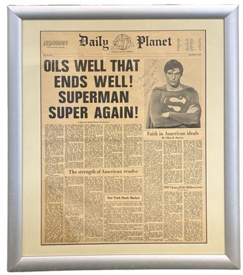 Lot 38 - A framed and glazed Daily Planet broadsheet...