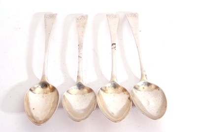Lot 134 - Set of four Georgian Old English table spoons...