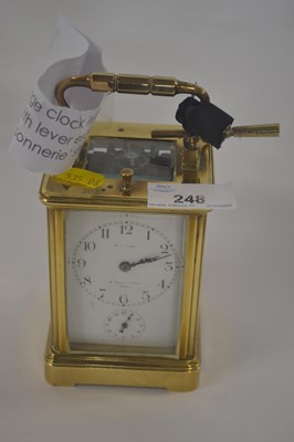 Lot 248 - A French carriage clock in plain case, the...