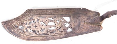 Lot 137 - Victorian Fiddle pattern silver fish slice of...