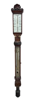 Lot 378 - A 19th Century Mahogany Ship's Stick Barometer...