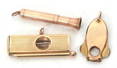 Lot 97 - Mixed Lot: 9ct gold cased cigar cutter with a...
