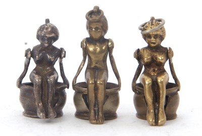 Lot 104 - Three novelty antique metal cigar cutters...