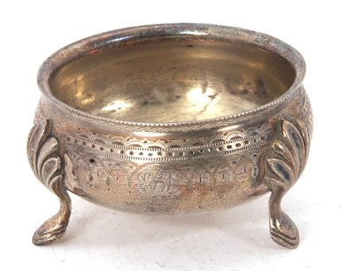 Lot 137 - A Victorian silver cauldron salt having a...