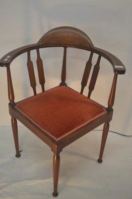 Lot 372 - A small Edwardian mahogany and inlaid bow back...
