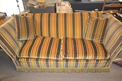 Lot 400 - A Knowle style drop end sofa with striped...